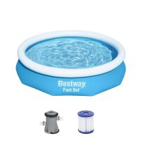 Bestway Fast Set Aufstellpool-Set mit Filterpumpe Ø 305 x 66 cm, blau, rund