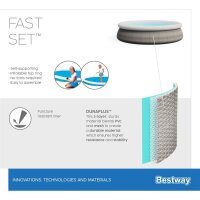 Bestway Fast Set Aufstellpool-Set mit Filterpumpe Ø 457 x 84 cm, Rattan-Optik (Schiefergrau), rund