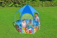 Bestway Steel Pro Frame Pool mit Sonnenschutzdach "Splash-in-Shade" ohne Pumpe Ø 183 x 51 cm, buntes Unterwasser-Design, rund
