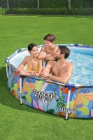 Bestway Steel Pro Frame Pool ohne Pumpe Ø 305 x 66 cm, buntes Zebra-Design, rund