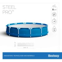 Bestway Steel Pro Frame Pool-Set mit Filterpumpe Ø 366 x 76 cm, blau, rund