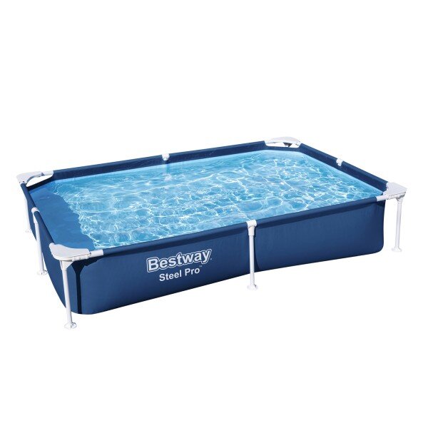 Bestway Steel Pro Frame Pool ohne Pumpe 221 x 150 x 43 cm, dunkelblau, eckig