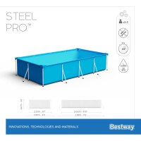 Bestway Steel Pro Frame Pool ohne Pumpe 300 x 201 x 66 cm, blau, eckig